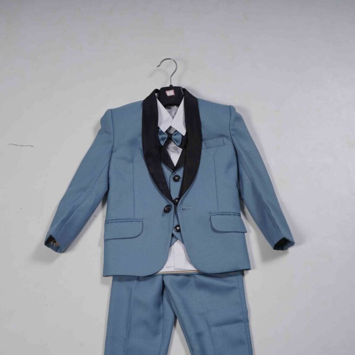 Deep Sky Blue & White Kids Coat Suit - Image 2