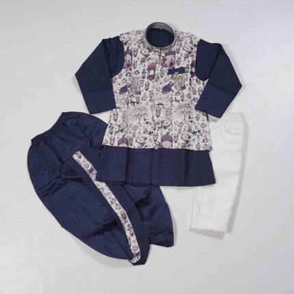 Navy Blue Printed Ethnic Wear Combo