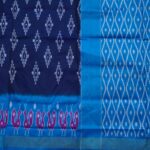 French Navy Blue Pochampally Silk Saree - Image 2