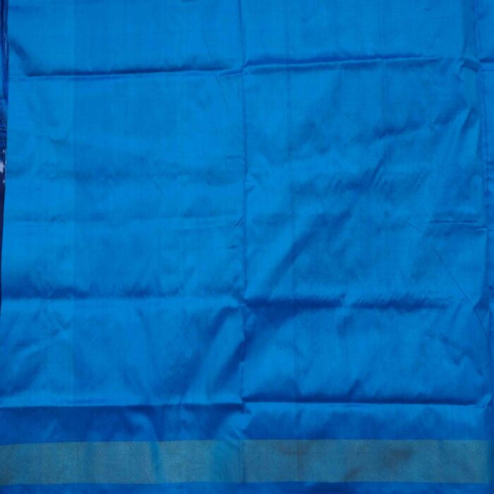 French Navy Blue Pochampally Silk Saree - Image 3