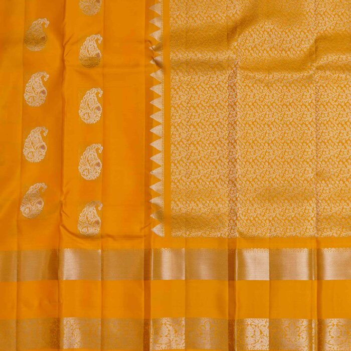 Turmeric Kanchipuram Gold Zari Silk Saree - Image 2