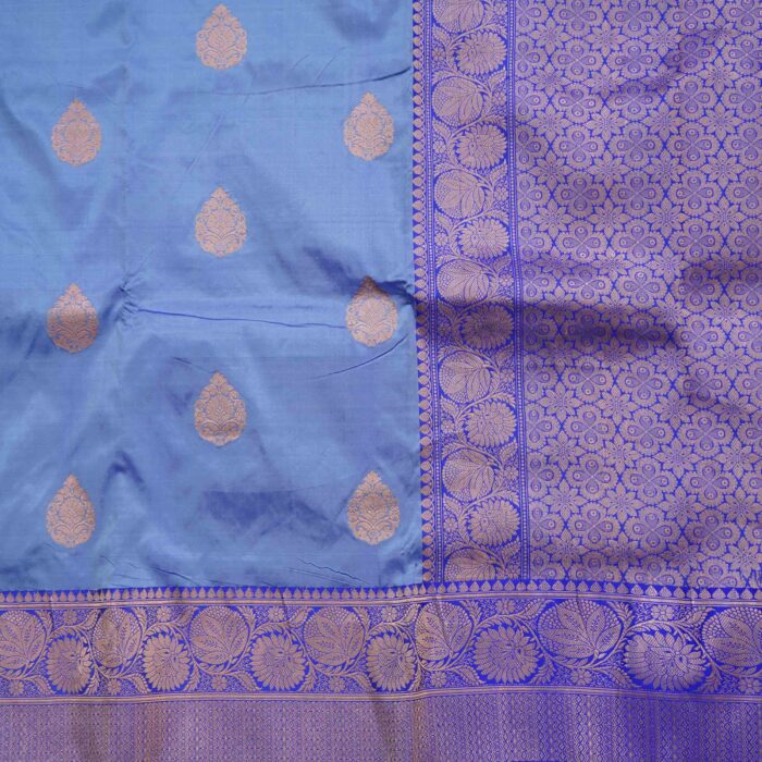 Ice Blue Banaras Pattu Saree - Image 2