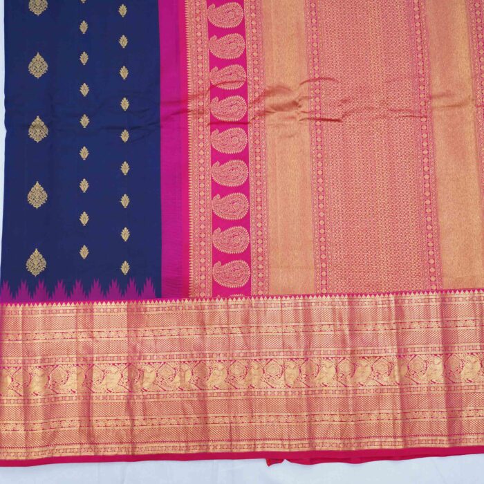 Indigo Blue Gadwal Pattu Saree - Image 2