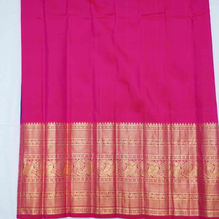 Indigo Blue Gadwal Pattu Saree - Image 3