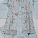 Jordy Blue Floral Print Indo-Western Set - Image 2