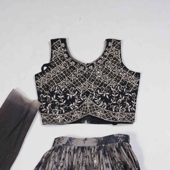 Jet Black Stone Work Crop Top - Image 2