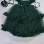 Bottle Green Netted Frock for Girls - Image 3