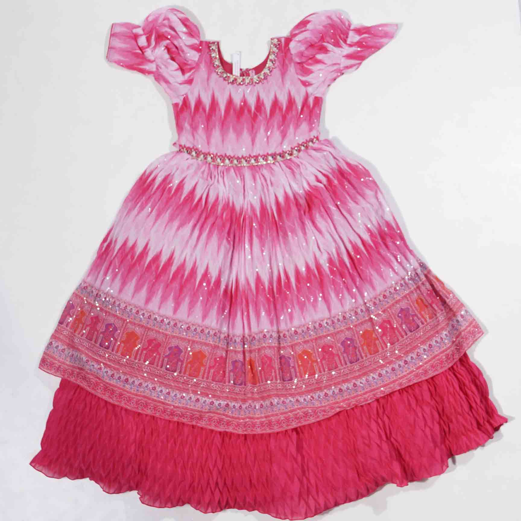 Kids-Wear-Light-Dark-Pink-Combo-Long-Frock.jpg Pink Combo Long Frock for Girls - Image 1