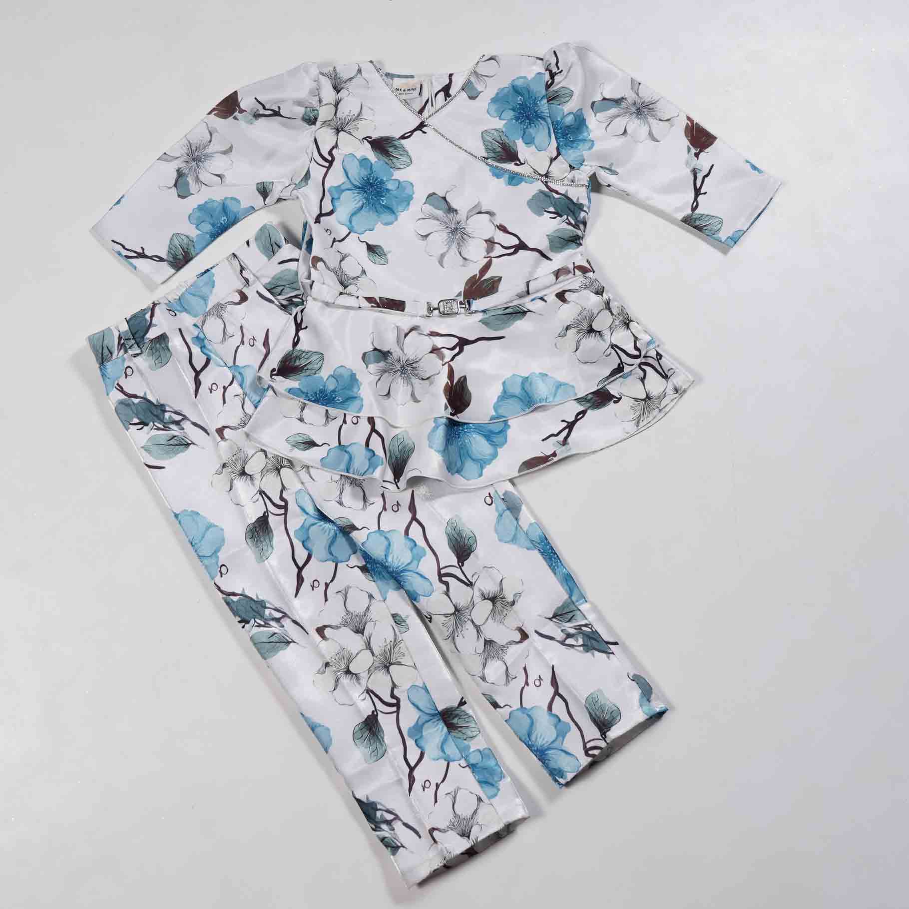 Kids-Wear-Western-Multicolor-Plazzo-Top-1.jpg Floral Western Palazzo Set for Girls - Image 1