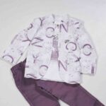 Lavender & White Kids Open Blazer Set