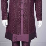 Magenta Pink Bridal Sherwani - Image 3