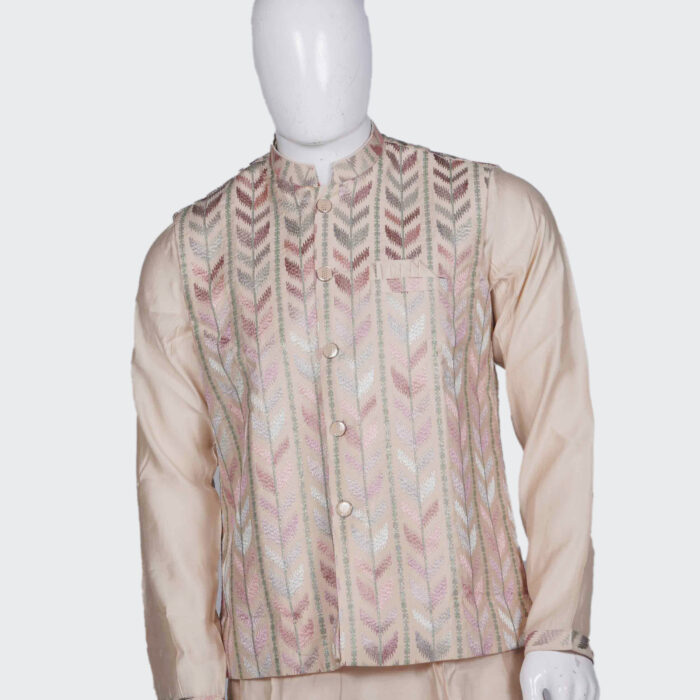 Light Peach Bridal Sherwani - Image 2