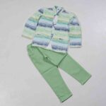 Pista Green Multicolour Open Blazer Set