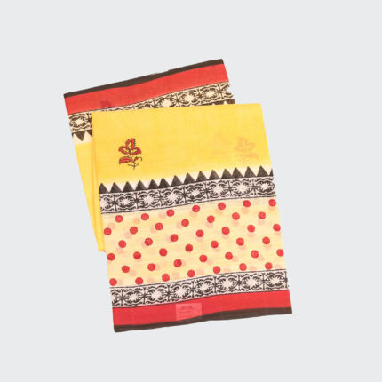 Mustard Yellow Pure Printed Cotton Saree