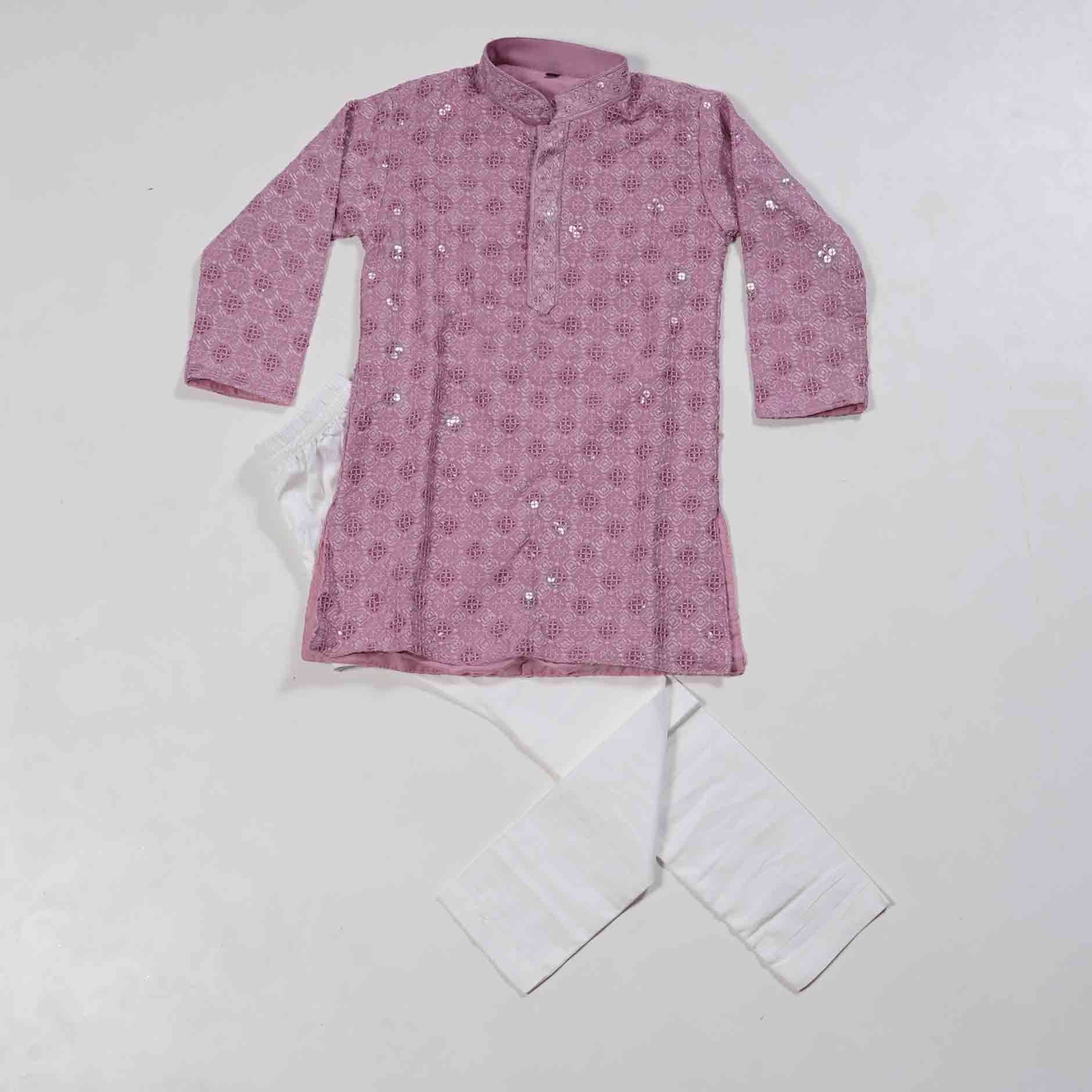 Onion-Pink-2-Pc-Set-Kurtha-Pyjama.jpg Onion Pink Kids Kurta Pyjama Set - Image 1
