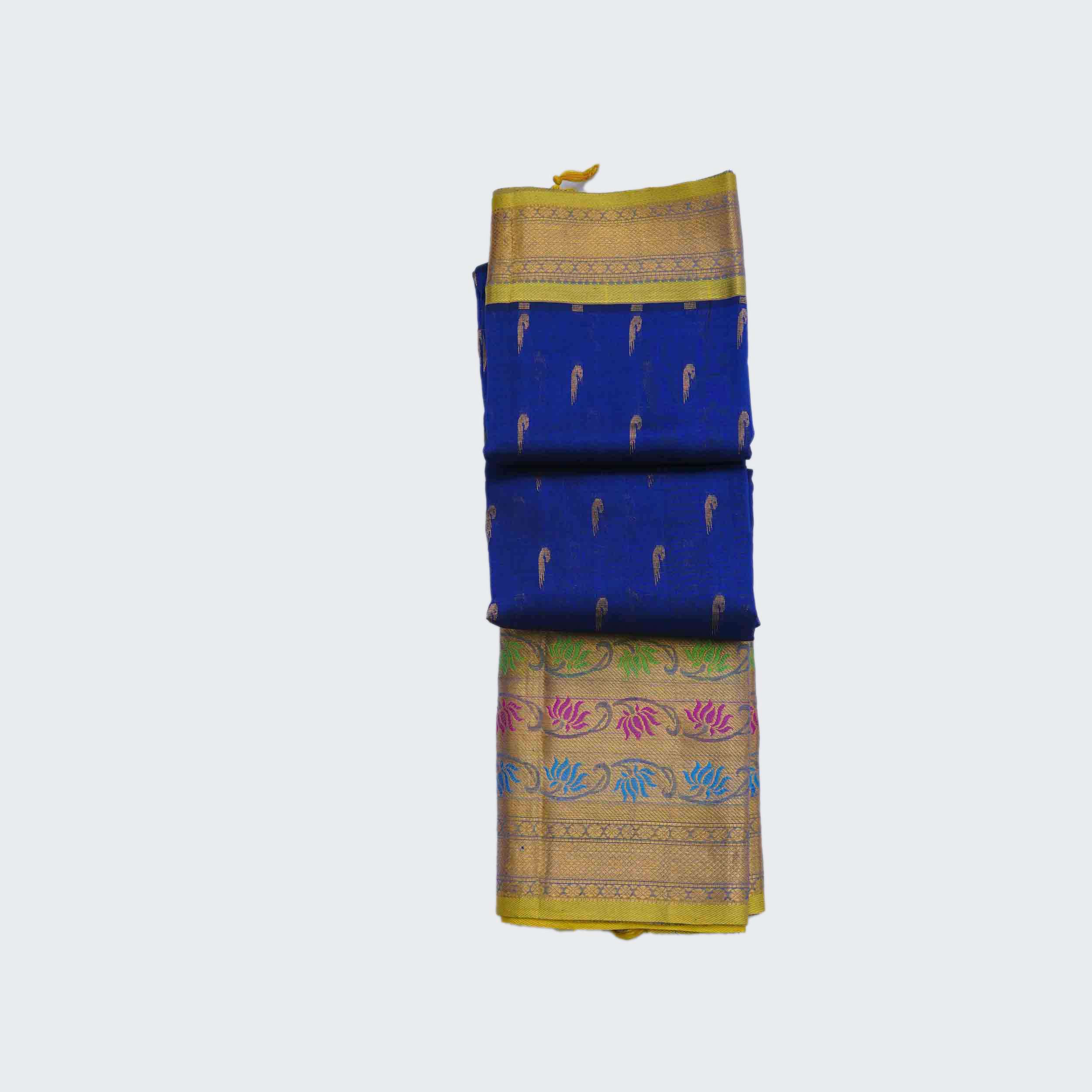 Penn-Blue-Kuppadam-Pattu-Saree-1.jpg Dark Blue Kuppadam Pattu Saree - Image 1