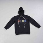 Kids Printed Black Hoodie