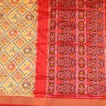 Red & Mustard Yellow Pochampally Saree - Image 2