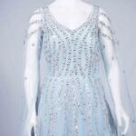 Sea Blue Stone Work Bridal Frock - Image 2