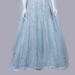 Sea Blue Stone Work Bridal Frock - Image 3