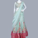 Ice Blue Floral Bridal Crop-Top