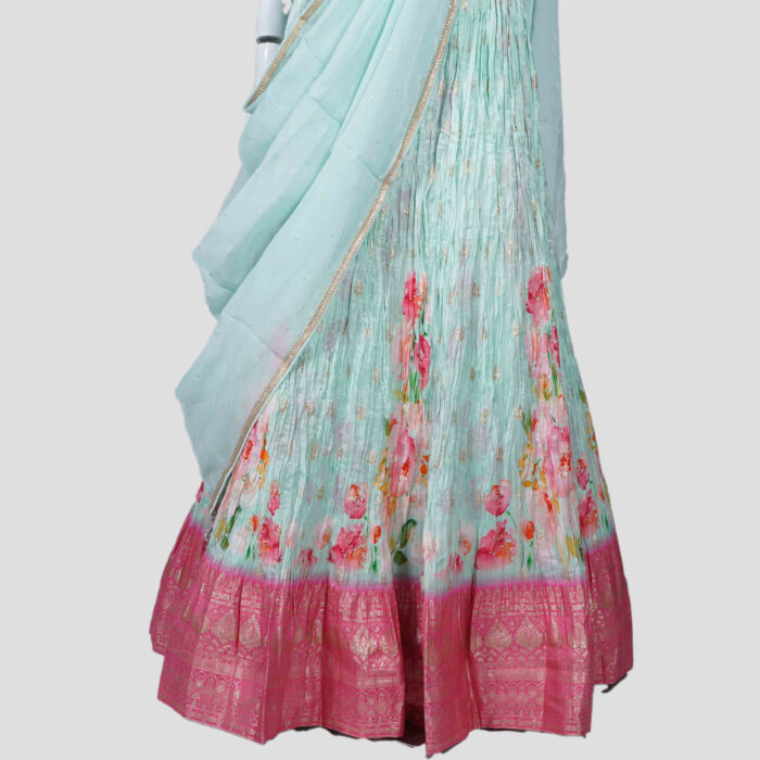 Ice Blue Floral Bridal Crop-Top - Image 3