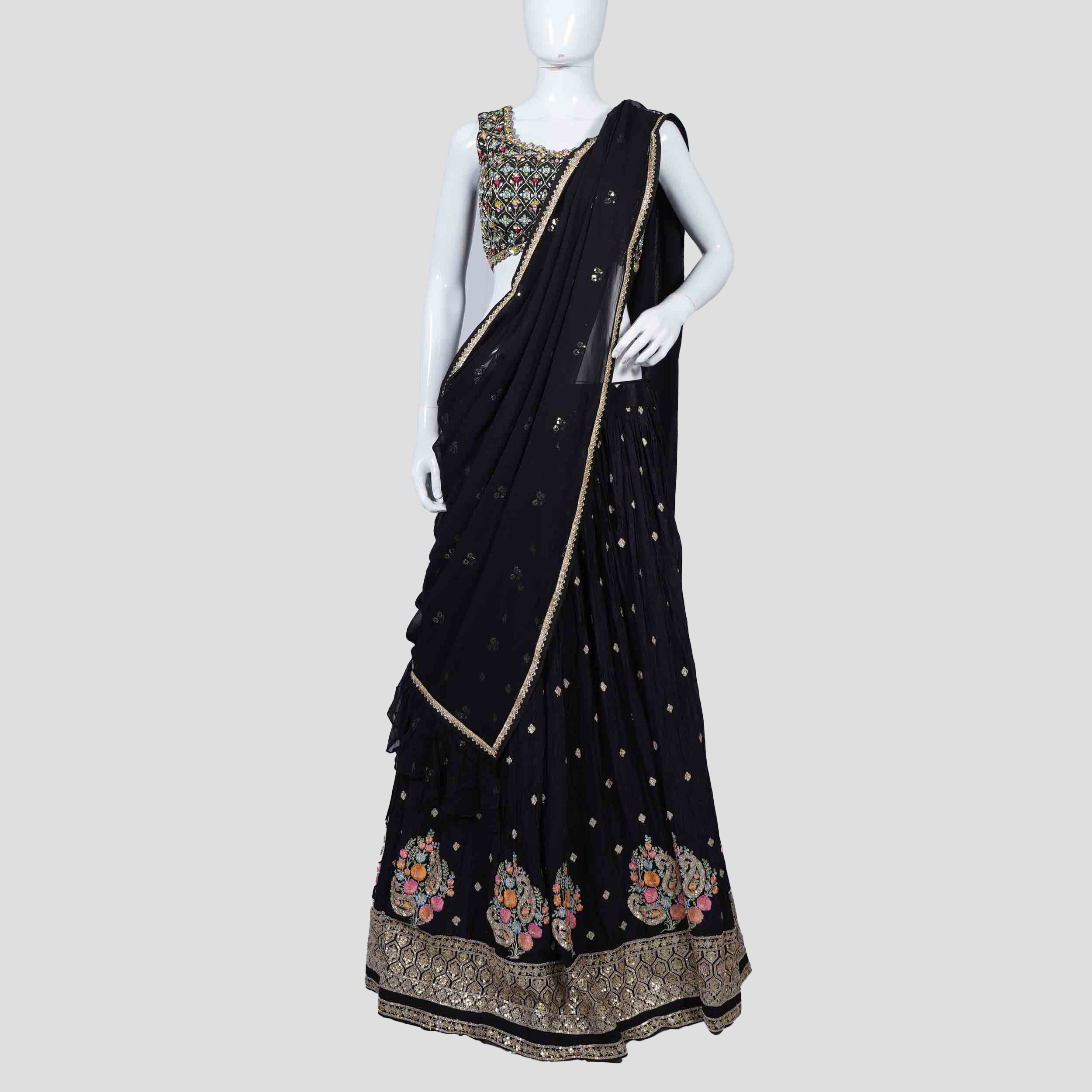 Womens-Wear-Jet-Black-Crop-Top-1.jpg Jet Black Golden Bridal Crop-Top - Image 1