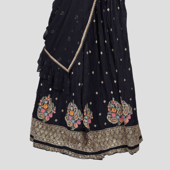 Jet Black Golden Bridal Crop-Top - Image 3