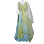 Parrot Green & Sky Blue Bridal Frock