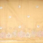 Yellow Cream Fancy Work Saree - Image 3