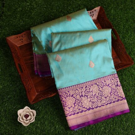 Teal Blue Banarasi Silk Saree
