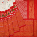 White Pochampally Pattu Saree - Image 2