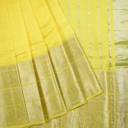 Lemon Yellow Mangalagiri Pattu Saree (2)