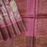 Dark Onion Pink Tussar Silk Saree - Image 2