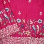Dark Pink Raw Silk Designer Saree - Image 2