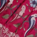 Dark Pink Raw Silk Designer Saree - Image 5