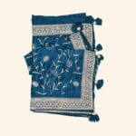 Peacock Blue Italian Crepe Saree