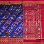 Royal Blue Pochampally Pattu Saree - Image 3