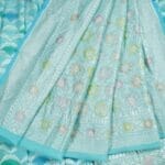 Sea Blue Kaddi Georgette Saree - Image 3