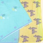 Sea Green Mulmul Cotton Saree - Image 2
