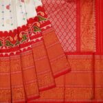 White Pochampally Pattu Saree - Image 2