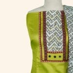 Lime Green Cotton Dress Material - Image 4