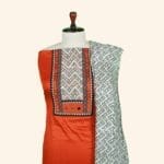 Orange Cotton Dress Material - Image 2