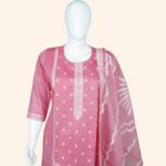 Pink Jamdani Cotton Kurti - Image 2
