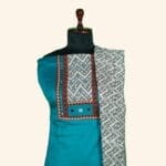 Teal Blue Cotton Dress Material - Image 2