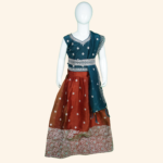 Girls Dark Teal and Rust Lehenga Set