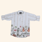 Boys Beige Printed Shirt