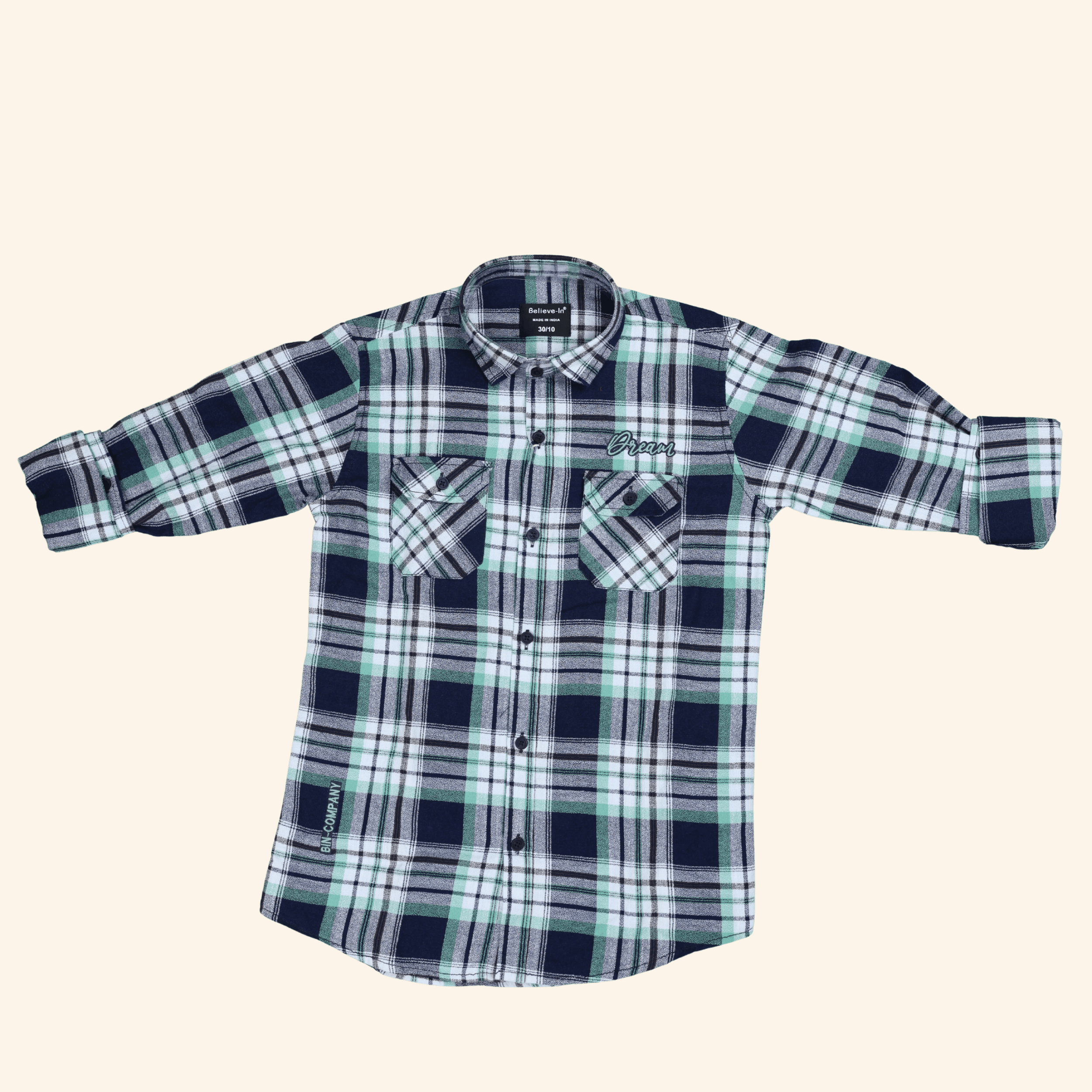 1 Boys Blue Checks Shirt - Image 1