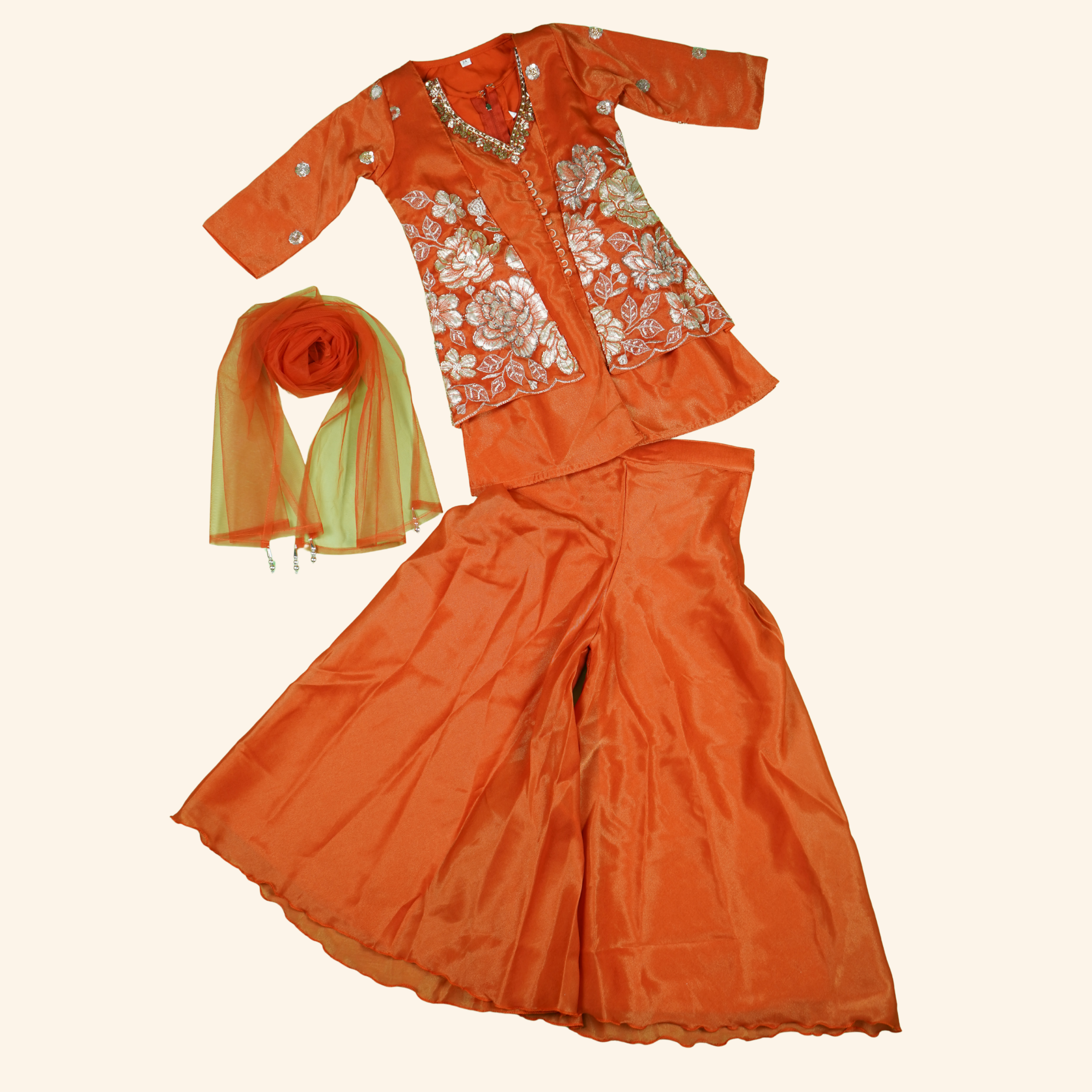 1 Girls Orange Palazzo Set - Image 1