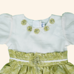 Girls Olive Green Cotton Frock - Image 2